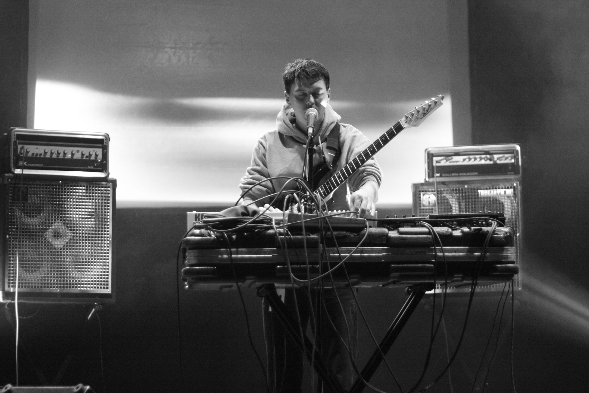 Panda Bear — MoogFest, Asheville, North Carolina (2010). Black and white photograph by Jeff Pearson.