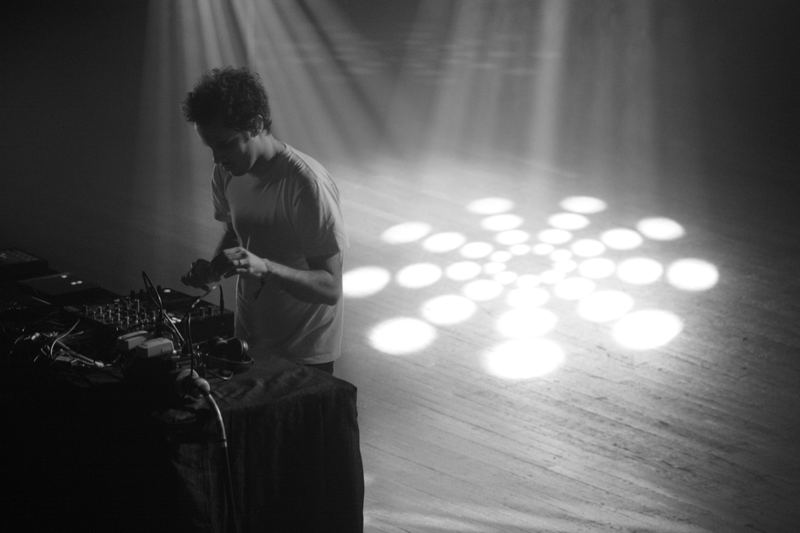 Four Tet — MoogFest, Asheville, North Carolina (2012). Black and white photograph by Jeff Pearson.