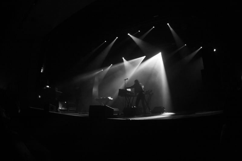 Darkside — Mountain Oasis Electronic Music Summit, Asheville, North Carolina (2013). Black and white photograph by Jeff Pearson.